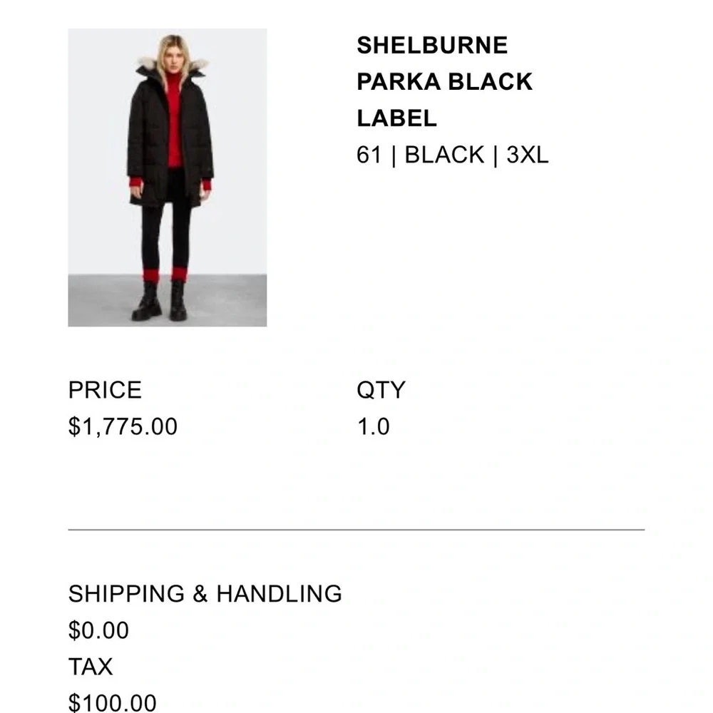 Canada Goose Black Shelburne Parka w Fur Trim (Discontinued) 3XL Black Label NEW - Picture 7 of 9
